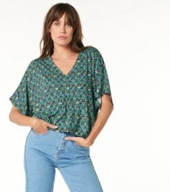 Blouse TAMARA Bouquet Bucolique Noir Turquoise 7 Blouse TAMARA Bouquet Bucolique Noir Turquoise -Mode Vêtements Magasin t shirt tamara buccolique noir.2