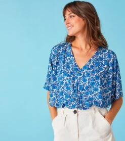 Blouse TAMARA Boutis Bleu -Mode Vêtements Magasin t shirt tamara.1
