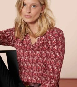 T-Shirt CERISETTE Paisley Naïf Marine Bordeaux -Mode Vêtements Magasin top cerisette paisley