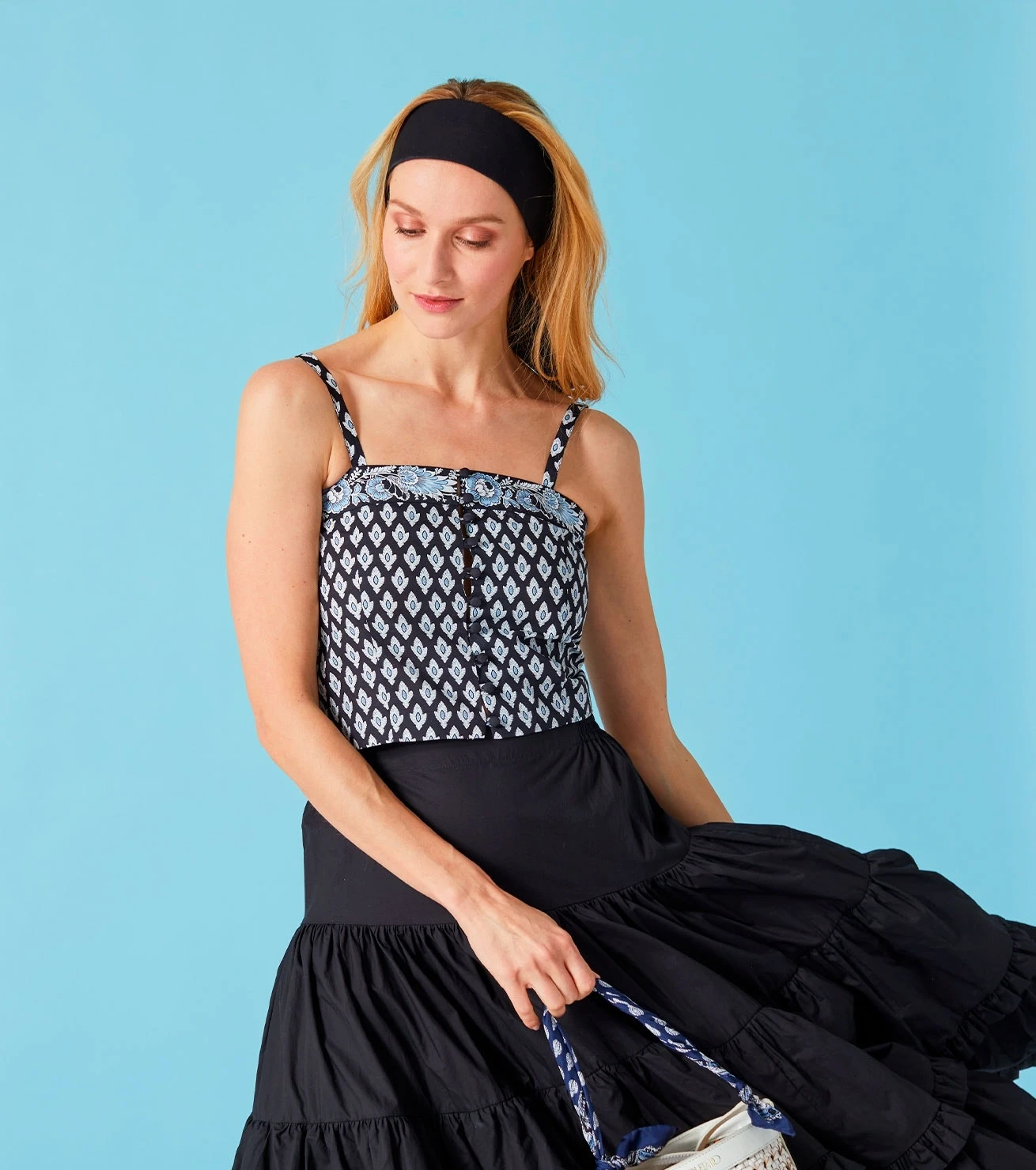 Top JEANNE PALMETTE Noir Blanc Ciel 5 Top JEANNE PALMETTE Noir Blanc Ciel – Image 5