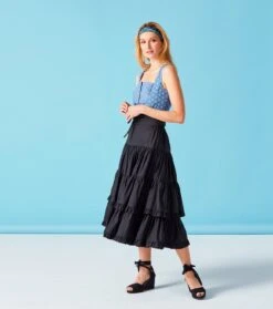 Top SIDONIE "Mini Feuilles" Bleu -Mode Vêtements Magasin top sidonie