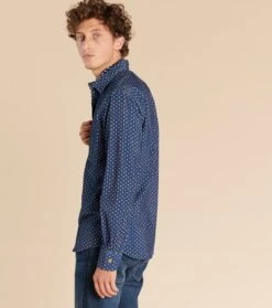 Chemise REGULAR Mini Mouche Indigo -Mode Vêtements Magasin velours mini mouche