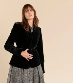 Ceinture Fine IRIS Velours Noir -Mode Vêtements Magasin veste am lia noire.2 1