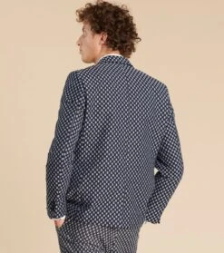 Veste AUBIN Jacquard Petit Sapin Bleu Marine Et Gris -Mode Vêtements Magasin veste aubin.3