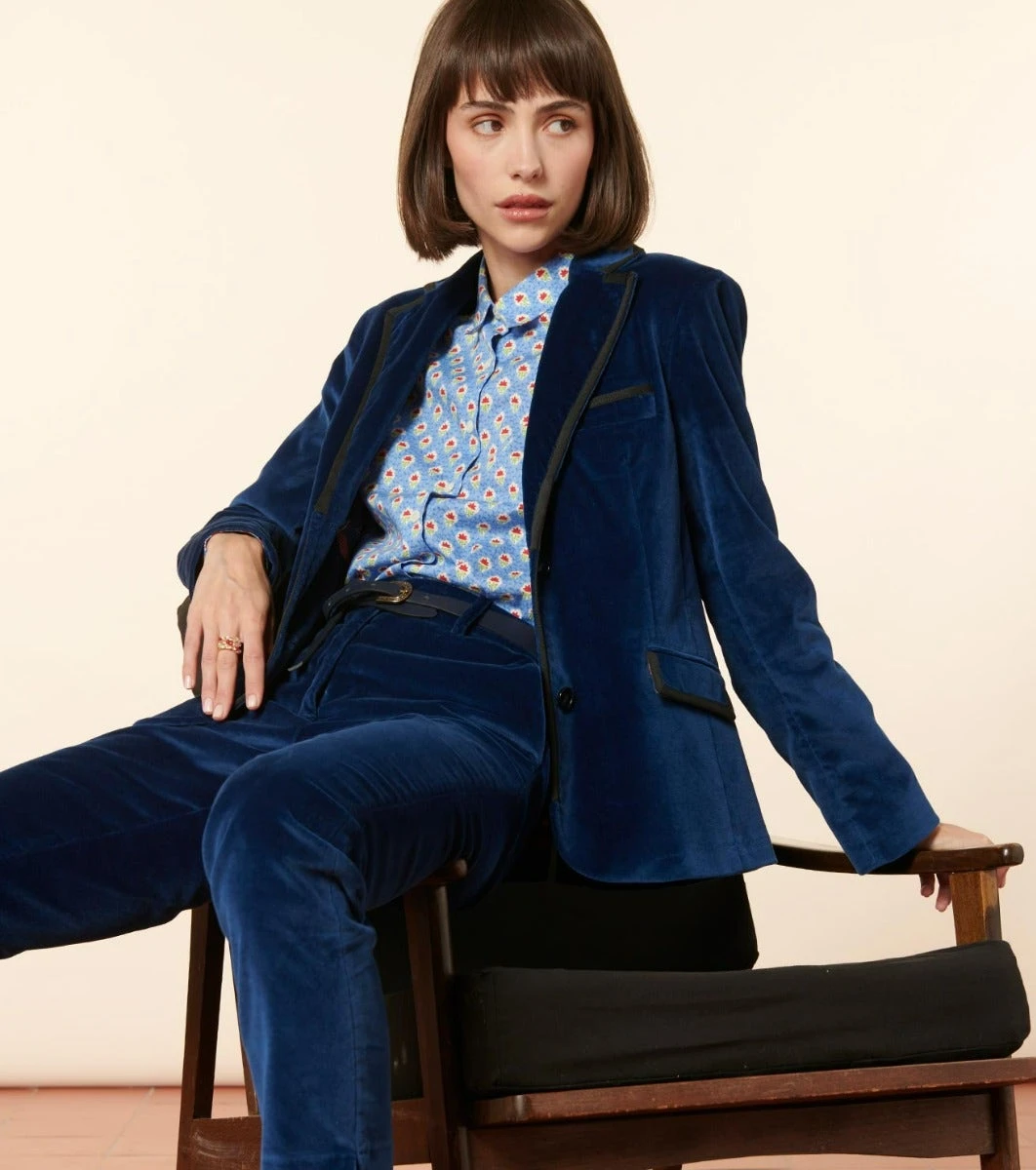 Veste CHLOE Velours Marine 1 Veste CHLOE Velours Marine