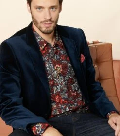 Veste DANDY Velours Bleu Nuit 8 Veste DANDY Velours Bleu Nuit -Mode Vêtements Magasin veste dandy marine.1