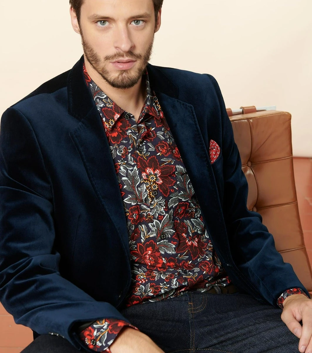 Veste DANDY Velours Bleu Nuit 4 Veste DANDY Velours Bleu Nuit – Image 4