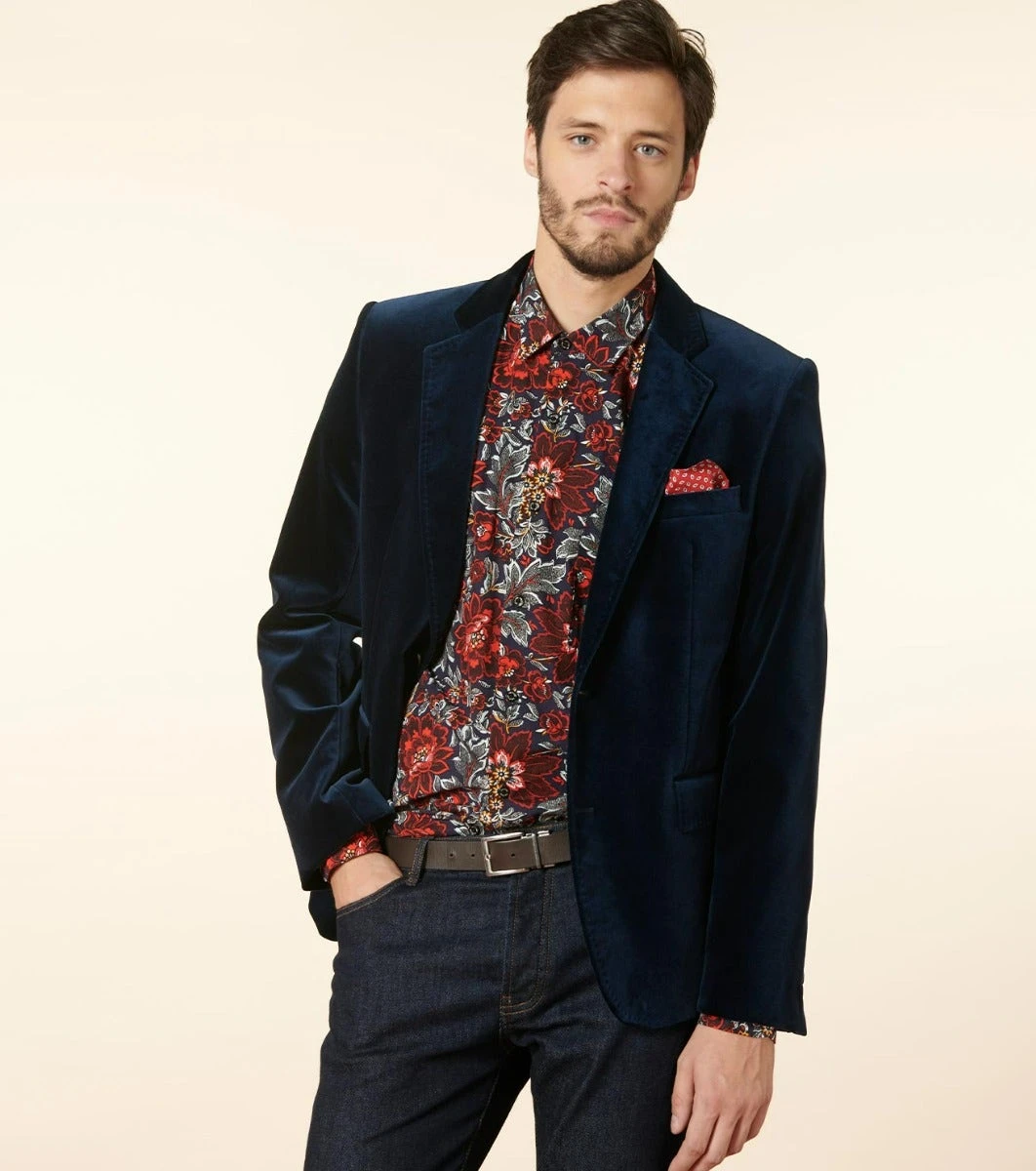 Veste DANDY Velours Bleu Nuit 1 Veste DANDY Velours Bleu Nuit