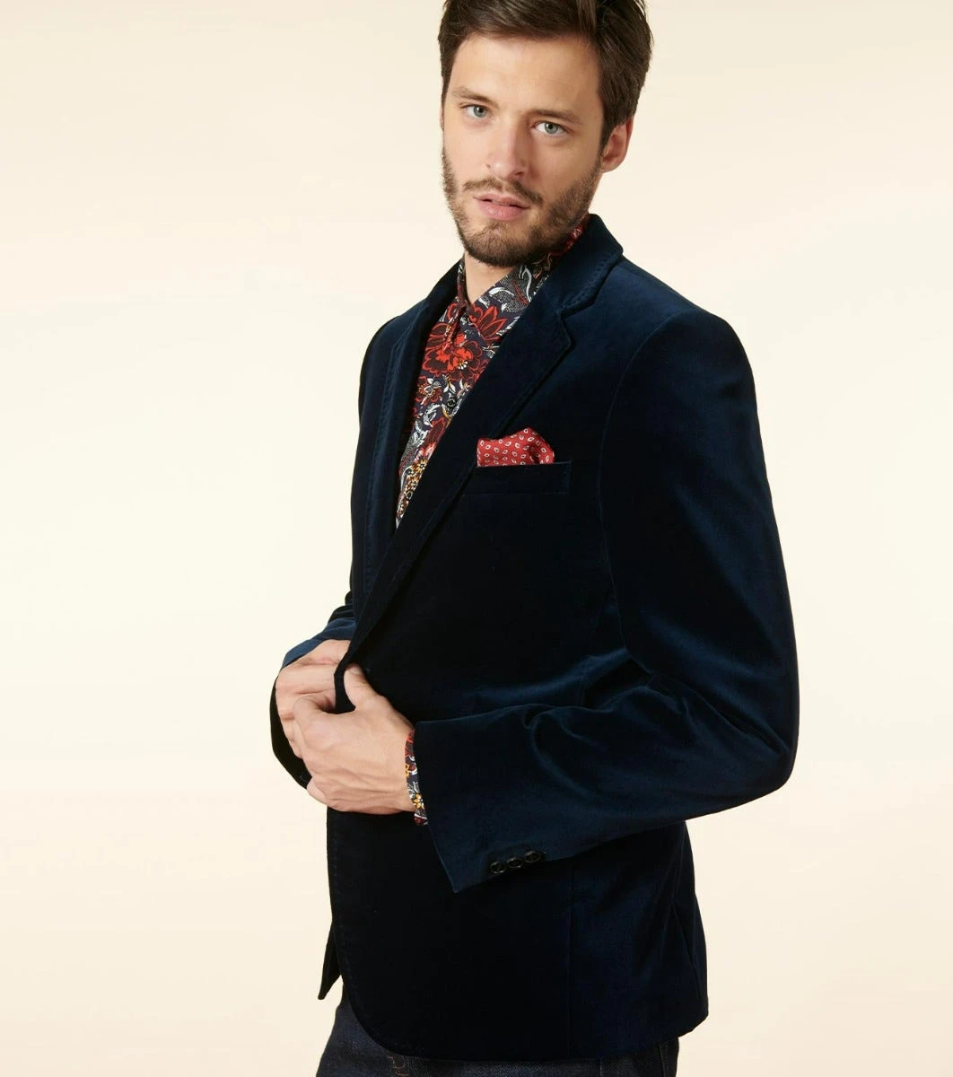 Veste DANDY Velours Bleu Nuit 3 Veste DANDY Velours Bleu Nuit – Image 3