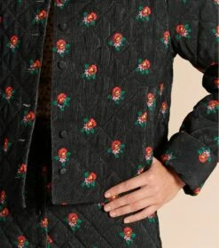 Veste Matelassée GEORGIA Velours Printemps Noir Et Multico -Mode Vêtements Magasin veste georgia printemps.1 1