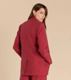 Veste Souple LOUISON Cupro Jacquard Framboise -Mode Vêtements Magasin veste louison framboise.1