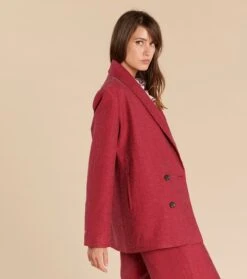 Veste Souple LOUISON Cupro Jacquard Framboise -Mode Vêtements Magasin veste louison framboise.2