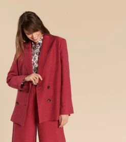 Veste Souple LOUISON Cupro Jacquard Framboise