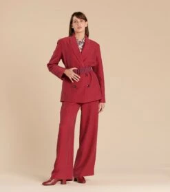 Veste Souple LOUISON Cupro Jacquard Framboise -Mode Vêtements Magasin veste louison framboise.4