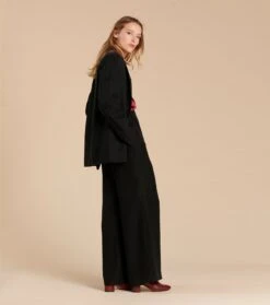 Veste Souple LOUISON Cupro Jacquard Noir -Mode Vêtements Magasin veste louison noir.3