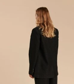 Veste Souple LOUISON Cupro Jacquard Noir -Mode Vêtements Magasin veste louison noir.4