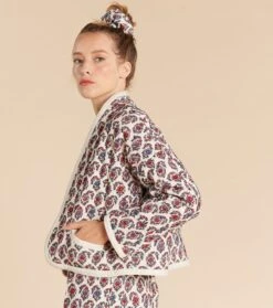 Veste Matelassée MELINA Velours Pondichéry écru -Mode Vêtements Magasin veste melina pondichery.3