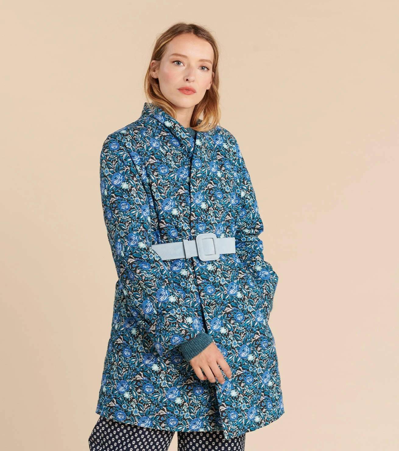 Veste Matelassée 3/4 THELMA Roseraie Bleu 1 Veste Matelassée 3/4 THELMA Roseraie Bleu